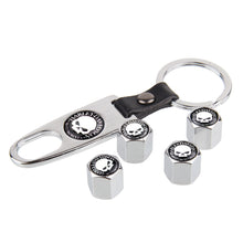 Load image into Gallery viewer, 4pcs Harley-Davidson Skull Logo Tire Valve Caps + Keychain
