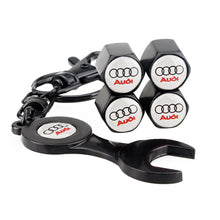 Load image into Gallery viewer, 4pcs Audi Logo Wheel Tire Valve Caps+Keychain
