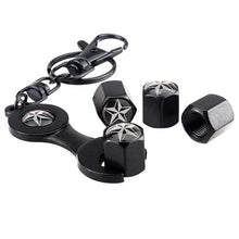 Load image into Gallery viewer, 4pcs Star Wheel Tire Valve Caps+Keychain
