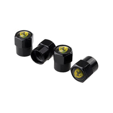 Load image into Gallery viewer, 4pcs Ferrari Yellow&amp;Black Logo Tire Valve Caps

