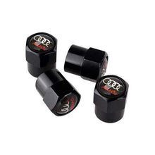 Load image into Gallery viewer, 4pcs Audi Black Background Logo Tire Valve Caps
