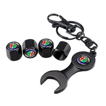 Load image into Gallery viewer, Alfa Romeo Type2 Black Wheel Tire Valve Caps+Keychain
