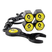 Load image into Gallery viewer, 4pcs Renault Logo1 Black Wheel Tire Valve Caps+Keychain
