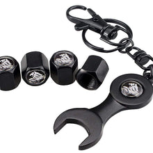Load image into Gallery viewer, 4pcs Lion Black Wheel Tire Valve Caps+Keychain
