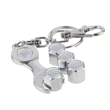 Load image into Gallery viewer, 4pcs Volvo Logo Type1 Silver Wheel Tire Valve Caps+Keychain
