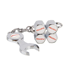 Load image into Gallery viewer, 4pcs Isuzu Silver Wheel Tire Valve Caps Covers+Keychain
