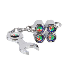 Load image into Gallery viewer, Alfa Romeo Type2 Black Wheel Tire Valve Caps+Keychain
