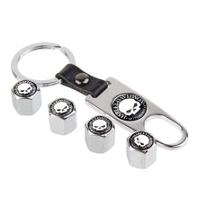 Load image into Gallery viewer, 4pcs Harley-Davidson Skull Logo Tire Valve Caps + Keychain
