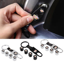 Load image into Gallery viewer, Set Keychain+ 4x Tire Valve Stem Caps For Cadillac
