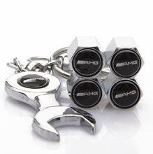 Load image into Gallery viewer, 4pcs Mercedes Tire Valve Caps + Keychain
