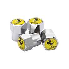 Load image into Gallery viewer, 4pcs Ferrari Black&amp;Yellow Logo Tire Valve Caps
