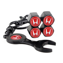 Load image into Gallery viewer, 4pcs Honda Red Logo Wheel Tire Valve Caps+Keychain
