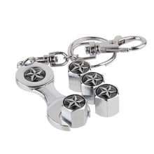 Load image into Gallery viewer, 4pcs Star Wheel Tire Valve Caps+Keychain
