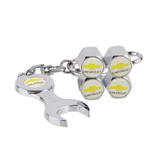 Load image into Gallery viewer, 4pcs Chevrolet Logo Silver Wheel Tire Valve Caps+Keychain
