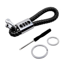 Load image into Gallery viewer, 2pcs Leather Keyring Black For Audi
