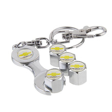 Load image into Gallery viewer, 4pcs Chevrolet Logo Silver Wheel Tire Valve Caps+Keychain

