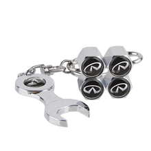 Load image into Gallery viewer, 4pcs Infiniti Logo Type2 Silver Wheel Tire Valve Caps+Keychain
