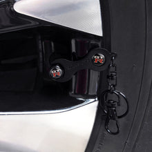Load image into Gallery viewer, 4pcs Nissan GTR Black Wheel Tire Valve Caps+Keychain
