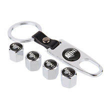Load image into Gallery viewer, 4pcs Mini Cooper Logo Tire Valve Caps + Keychain

