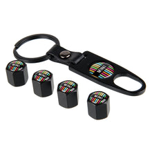 Load image into Gallery viewer, 4pcs Mini Cooper Logo Tire Valve Caps + Keychain
