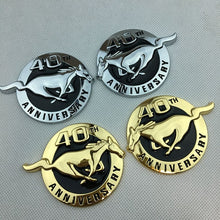 Load image into Gallery viewer, Metal Car Body Side Sticker for Ford Mustang 40 Years Logo V6 V8 GT350 GT500 Shelby Cobra Spoiler Mondeo Emblem Auto Badge
