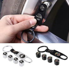 Load image into Gallery viewer, 4pcs Mini Cooper Logo Tire Valve Caps + Keychain
