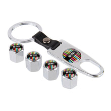 Load image into Gallery viewer, 4pcs Mini Cooper Logo Tire Valve Caps + Keychain
