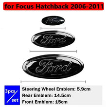 Load image into Gallery viewer, 3pcs Car Front Head Emblem Rear Trunk Sticker Steering Wheel Decoration For Ford Focus Kuga Edge Everest
