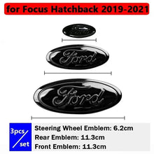 Load image into Gallery viewer, 3pcs Car Front Head Emblem Rear Trunk Sticker Steering Wheel Decoration For Ford Focus Kuga Edge Everest
