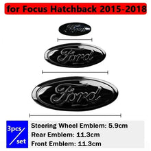Load image into Gallery viewer, 3pcs Car Front Head Emblem Rear Trunk Sticker Steering Wheel Decoration For Ford Focus Kuga Edge Everest
