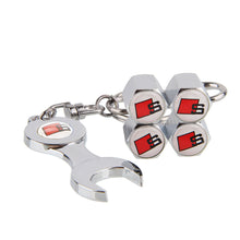 Load image into Gallery viewer, 4pcs Audi S-Line Type1 Silver Wheel Tire Valve Caps+Keychain
