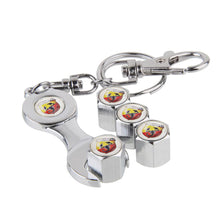 Load image into Gallery viewer, 4pcs Fiat Abarth Black Wheel Tire Valve Caps+Keychain
