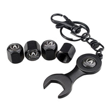 Load image into Gallery viewer, 4pcs Acura Black Wheel Tire Valve Caps Covers+Keychain
