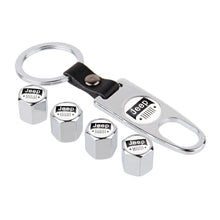 Load image into Gallery viewer, 4pcs Jeep Black Logo Tire Valve Caps + Keychain
