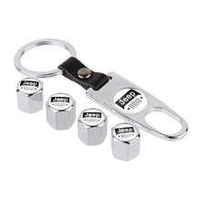 Load image into Gallery viewer, Jeep Yellow Logo Tire Valve Caps + Keychain
