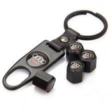 Load image into Gallery viewer, 4pcs Audi Logo Tire Valve Caps + Keychain
