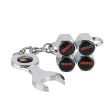 Load image into Gallery viewer, 4pcs GMC Logo Type2 Silver Wheel Tire Valve Caps+Keychain
