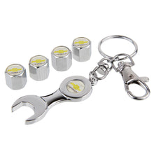 Load image into Gallery viewer, 4pcs Chevrolet Logo Silver Wheel Tire Valve Caps+Keychain

