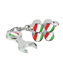 Load image into Gallery viewer, 4pcs Italy Flag Black Wheel Tire Valve Caps+Keychain
