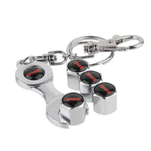 Load image into Gallery viewer, 4pcs GMC Logo Type2 Silver Wheel Tire Valve Caps+Keychain

