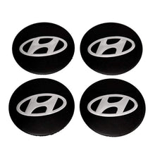 Load image into Gallery viewer, 4pcs 56.5mm Hyundai Logo Black Wheel Centre Stickers
