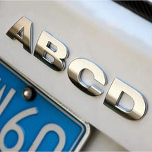Load image into Gallery viewer, Letters (Alphabet) &amp; Numerals Car Emblem Sticker - Silver
