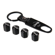 Load image into Gallery viewer, Jeep Yellow Logo Tire Valve Caps + Keychain
