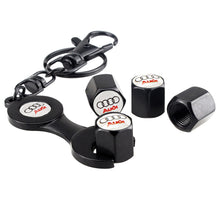 Load image into Gallery viewer, 4pcs Audi Logo Wheel Tire Valve Caps+Keychain
