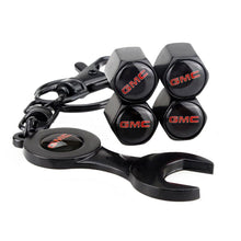 Load image into Gallery viewer, 4pcs GMC Logo Type2 Silver Wheel Tire Valve Caps+Keychain
