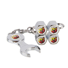 Load image into Gallery viewer, 4pcs Fiat Abarth Black Wheel Tire Valve Caps+Keychain
