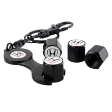 Load image into Gallery viewer, 4pcs Honda Logo Type1 Black Wheel Tire Valve Caps+Keychain
