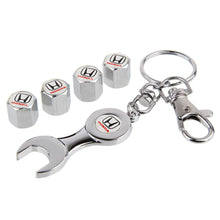 Load image into Gallery viewer, 4pcs Honda Logo Type1 Black Wheel Tire Valve Caps+Keychain
