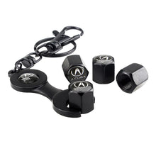 Load image into Gallery viewer, 4pcs Acura Black Wheel Tire Valve Caps Covers+Keychain
