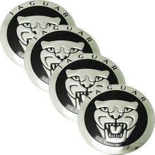 Load image into Gallery viewer, Set 4 Pcs Black Wheel Center Hub Caps Decal 56mm JAGUAR
